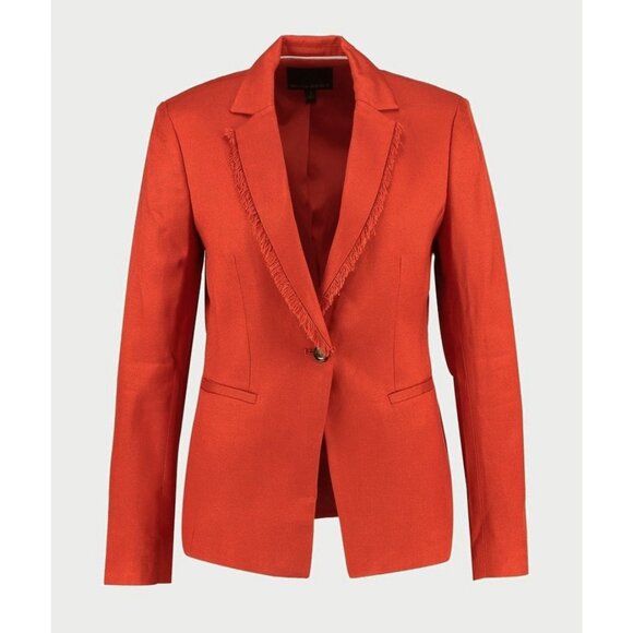 New BR Rayon Fringe Trim Blazer Rust Orange 4, S $168 - Picture 2 of 6